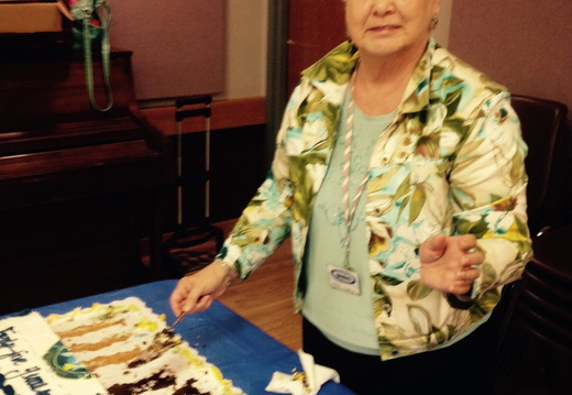 Eileen serves anniversary cake