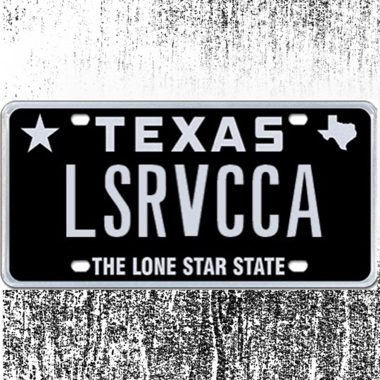 LSRVCCA License on Black to White Gradient Background